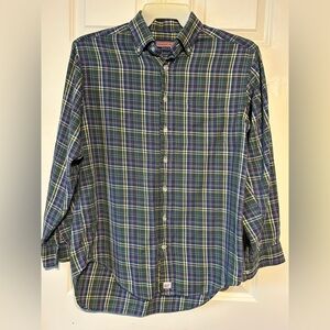 Vineyard Vines Cashmere Blend Murray Shirt Mens Medium Blue Plaid Button Up